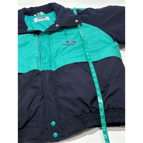Vintage Ford Motorsport Sportswear Jacket Mens XL Teal Navy Blue Racing Bomber